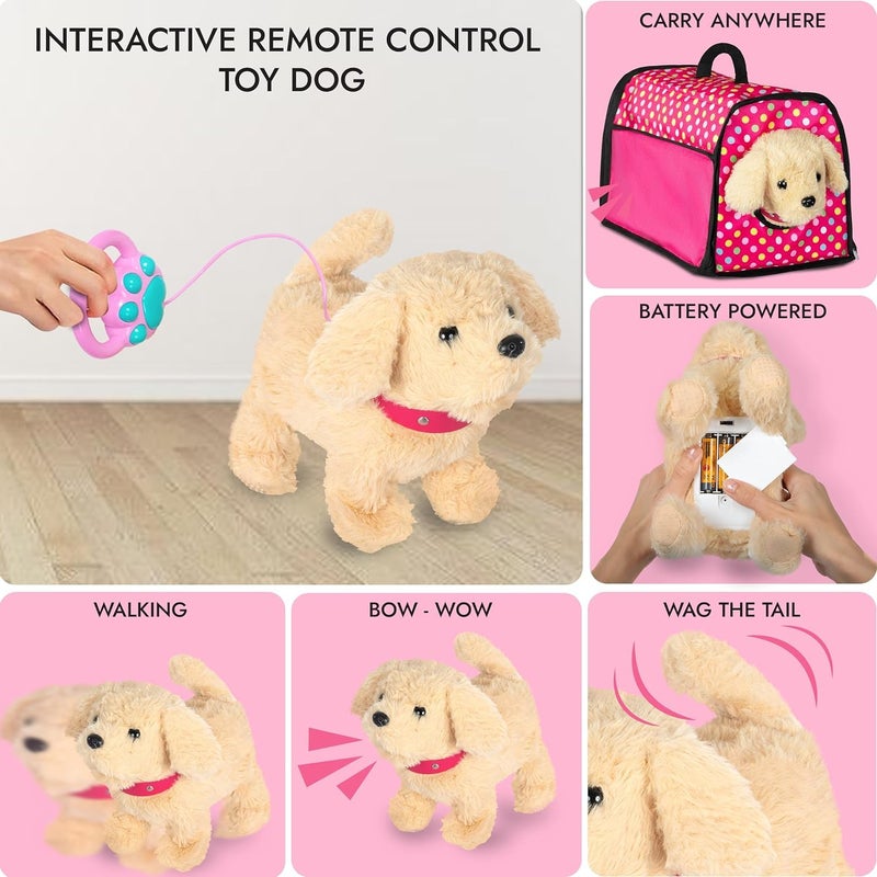 fash n kolor Puppy Doll Stroller â€“ Remote Control Walking & Barking Plush Dog Toy for Kids â€“ Electronic Interactive Puppy with Sounds, Tail Wagging & Music â€“ Pretend Play Pet Toy for Girls & Boys Ages 2â€“7 - Image 5