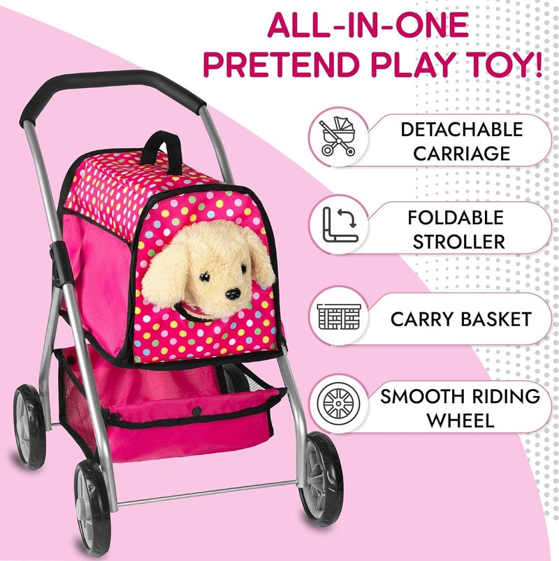 fash n kolor Puppy Doll Stroller â€“ Remote Control Walking & Barking Plush Dog Toy for Kids â€“ Electronic Interactive Puppy with Sounds, Tail Wagging & Music â€“ Pretend Play Pet Toy for Girls & Boys Ages 2â€“7 - Image 2