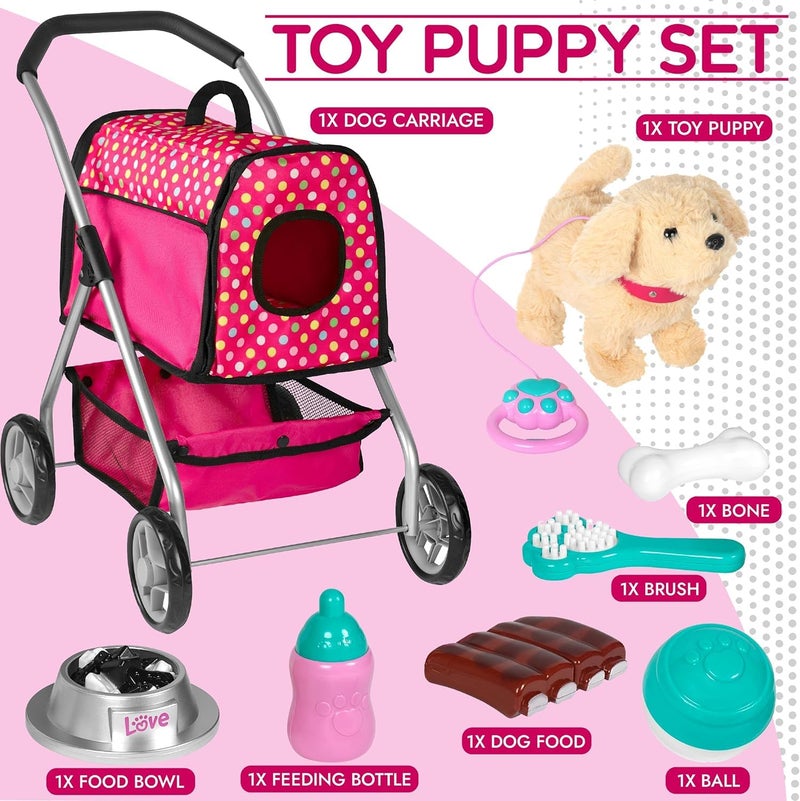 fash n kolor Puppy Doll Stroller â€“ Remote Control Walking & Barking Plush Dog Toy for Kids â€“ Electronic Interactive Puppy with Sounds, Tail Wagging & Music â€“ Pretend Play Pet Toy for Girls & Boys Ages 2â€“7 - Image 3