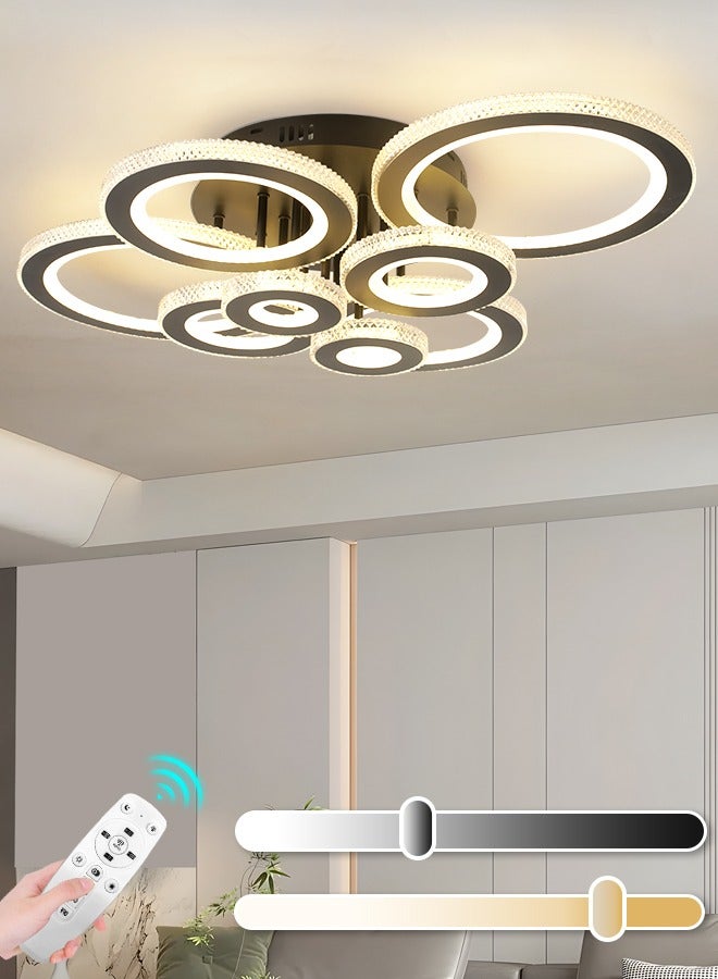 YATAI LIGHTING 3-Color Round LED Ceiling Light Fixture, Modern Black Flush Mount Lamp with Remote Control for Bedroom, Living Room, Dining Room, Library, 82W, 3000K-6000K - Image 1