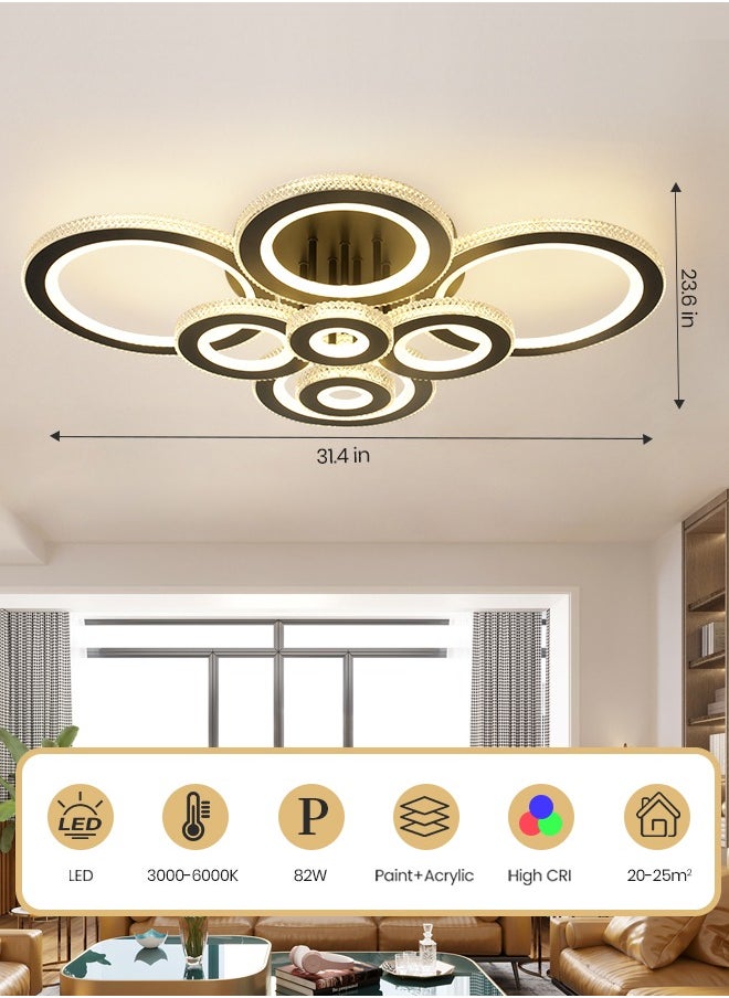 3-Color Round LED Ceiling Light Fixture, Modern Black Flush Mount Lamp with Remote Control for Bedroom, Living Room, Dining Room, Library, 82W, 3000K-6000K - pzsku/ZE0A0F32A0ED41CD0AD31Z/45/_/1738600722/a9f599c2-44f2-4c13-90d3-4a40e82e6f0d