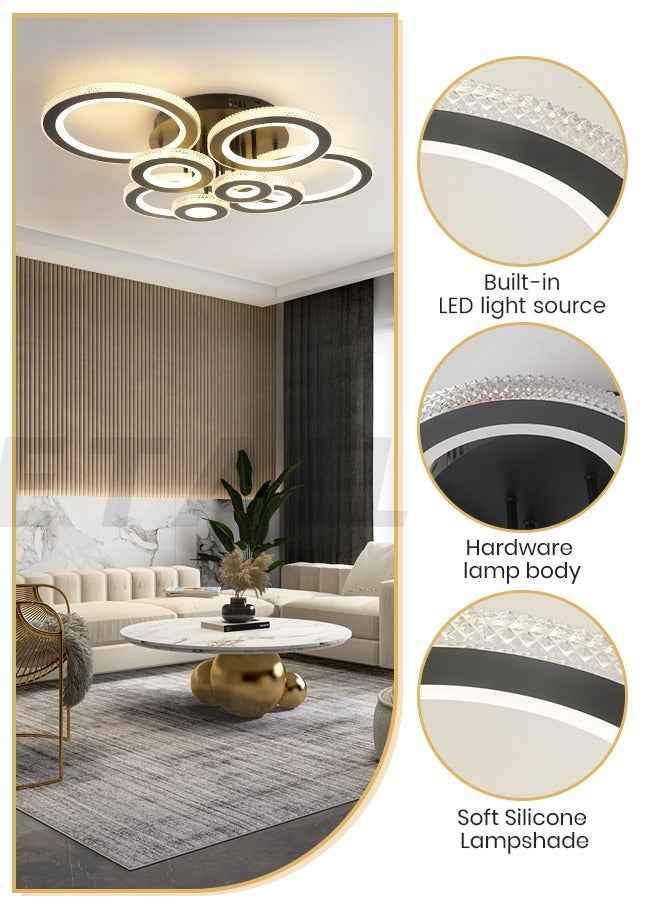 YATAI LIGHTING 3-Color Round LED Ceiling Light Fixture, Modern Black Flush Mount Lamp with Remote Control for Bedroom, Living Room, Dining Room, Library, 82W, 3000K-6000K - Image 4