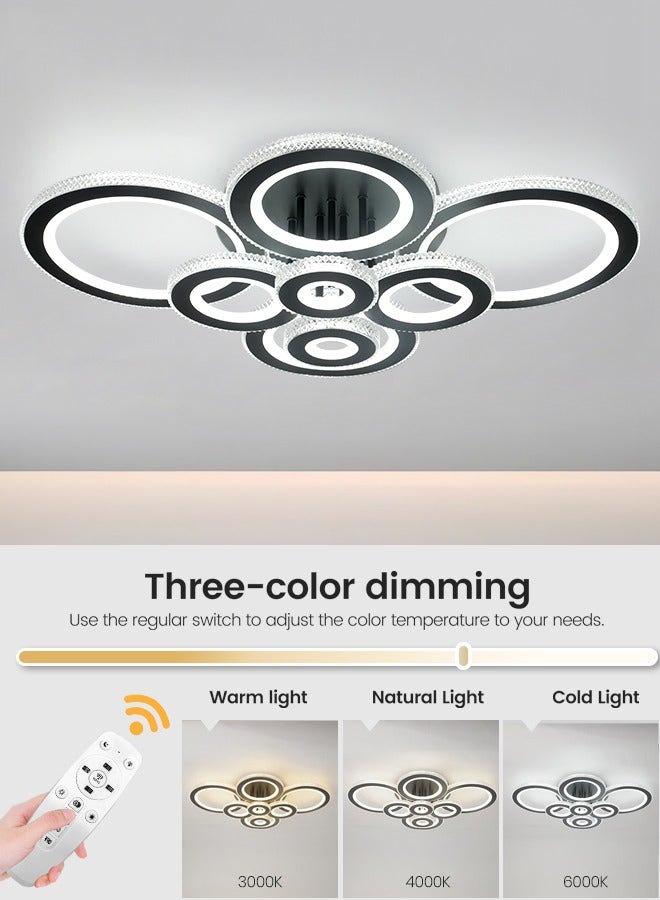 YATAI LIGHTING 3-Color Round LED Ceiling Light Fixture, Modern Black Flush Mount Lamp with Remote Control for Bedroom, Living Room, Dining Room, Library, 82W, 3000K-6000K - Image 3