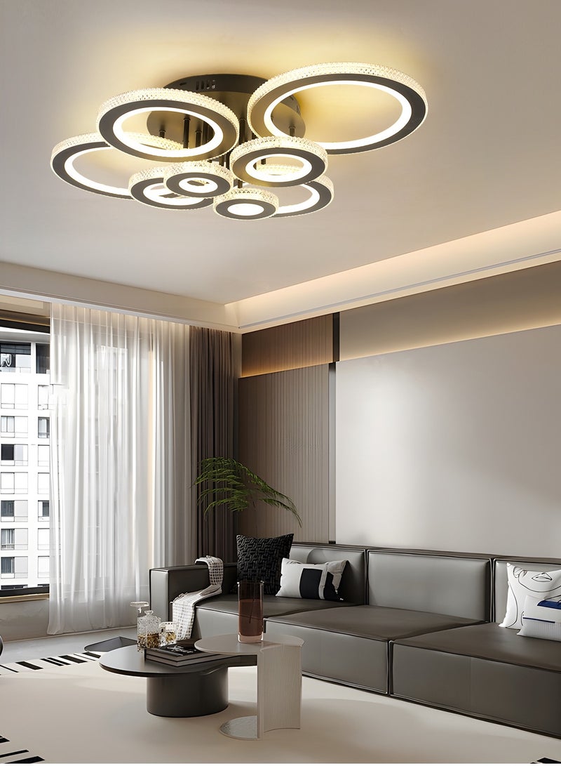 YATAI LIGHTING 3-Color Round LED Ceiling Light Fixture, Modern Black Flush Mount Lamp with Remote Control for Bedroom, Living Room, Dining Room, Library, 82W, 3000K-6000K - Image 5