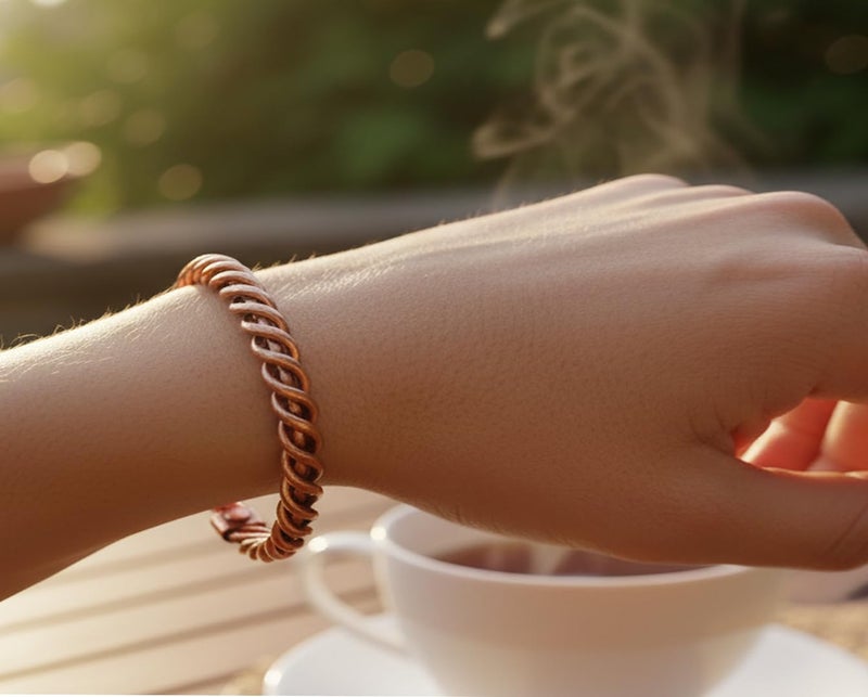 Touchstone Women's Copper Healing Bracelet Tibetan Style. Hand Forged With Solid And High Gauge Pure Copper. Elegant Rope Twist Design - Image 4
