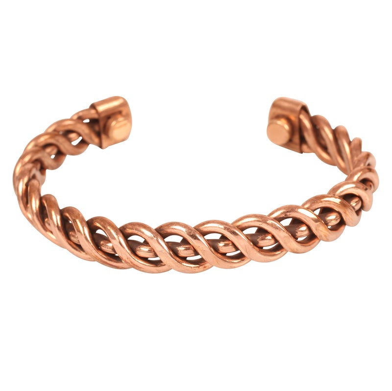 Touchstone Women's Copper Healing Bracelet Tibetan Style. Hand Forged With Solid And High Gauge Pure Copper. Elegant Rope Twist Design - Image 1