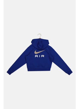Nike Kids Girl Hooded Neck Long Sleeve Sweatshirt, Navy Blue  - Image 2