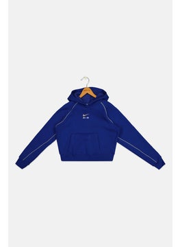 Nike Kids Girl Hooded Neck Long Sleeve Sweatshirt, Navy Blue  - Image 1