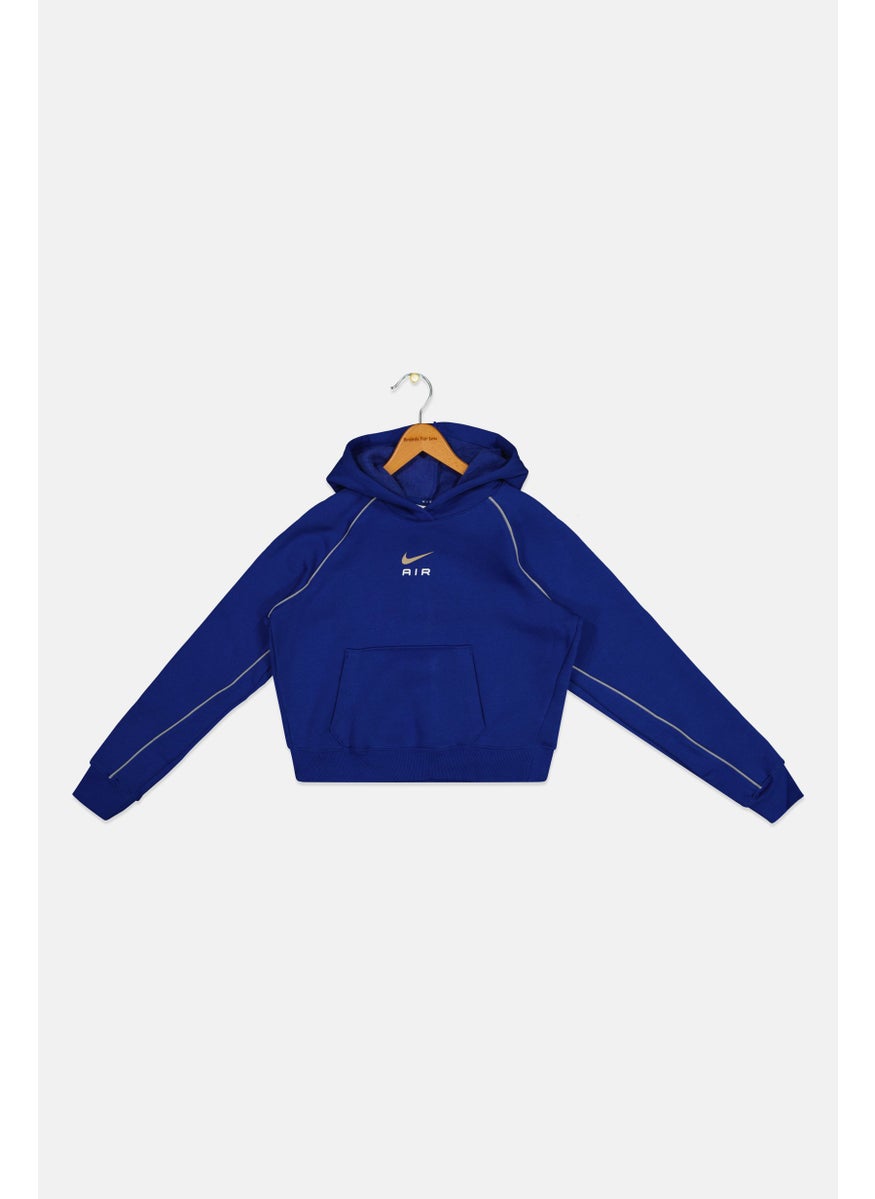 Nike Kids Girl Hooded Neck Long Sleeve Sweatshirt, Navy Blue  - Image 1