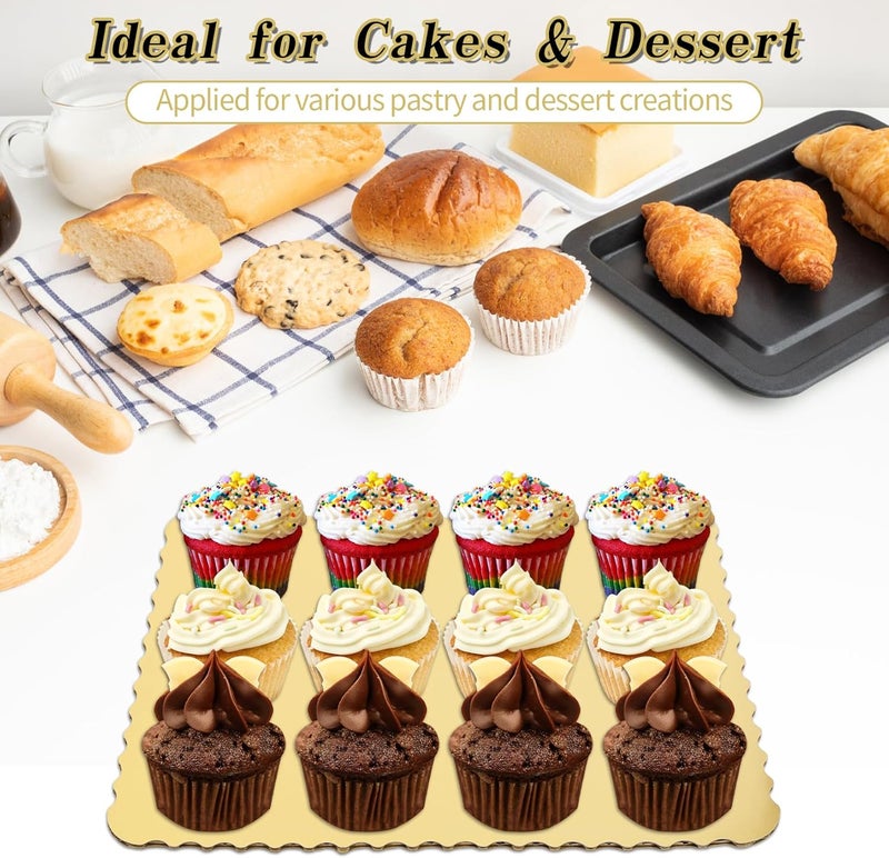 Ascher 15 Pack 19 x 14 Inch Greaseproof Rectangle Cake Boards, Premium Corrugated Single Wall Cake Base Board Half Sheet Cake Board for Sheet Cake, Dessert Base, Cupcake and Cake Pizza(Gold) - Image 5