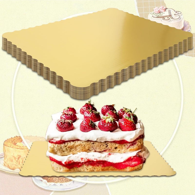 Ascher 15 Pack 19 x 14 Inch Greaseproof Rectangle Cake Boards, Premium Corrugated Single Wall Cake Base Board Half Sheet Cake Board for Sheet Cake, Dessert Base, Cupcake and Cake Pizza(Gold) - Image 3