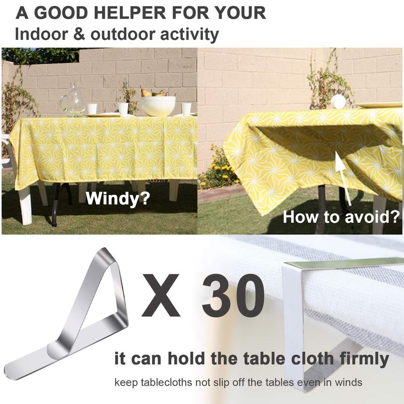 HOOSUN Tablecloth Clips 30 Packs Table Cloth Holder Clips,Stainless Steel Outdoor Table Cloths Clips For Picnic Tables,Folding Tables,Clamps For Outdoor Tablecloths,Picnic Table Cover Clips For Party Wedding - Image 3