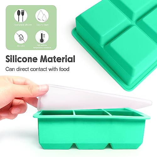 Excnorm Silicone Ice Cube Trays 3 Pack - Large Size Silicone Ice Cube Molds with Leak Proof Removable Lid Square Ice Cube Tray And BPA Free for Cocktail,Whiskey, Stackable Flexible Ice - Image 5