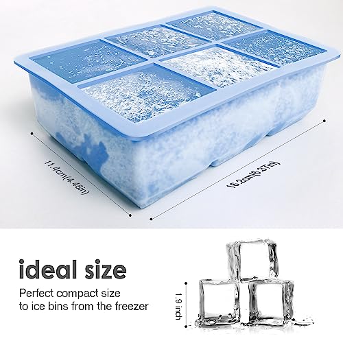Excnorm Silicone Ice Cube Trays 3 Pack - Large Size Silicone Ice Cube Molds with Leak Proof Removable Lid Square Ice Cube Tray And BPA Free for Cocktail,Whiskey, Stackable Flexible Ice - Image 2
