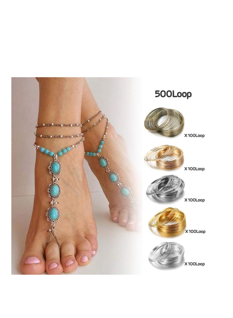 500 Loops Jewelry Wire Memory Beading Wire Steel Memory Wire Cuff Bangle Bracelet for Jewelry Making Supplies Art Creation Bracelet Necklace Diy Crafts Making Jewelry Making Dolls - Image 2