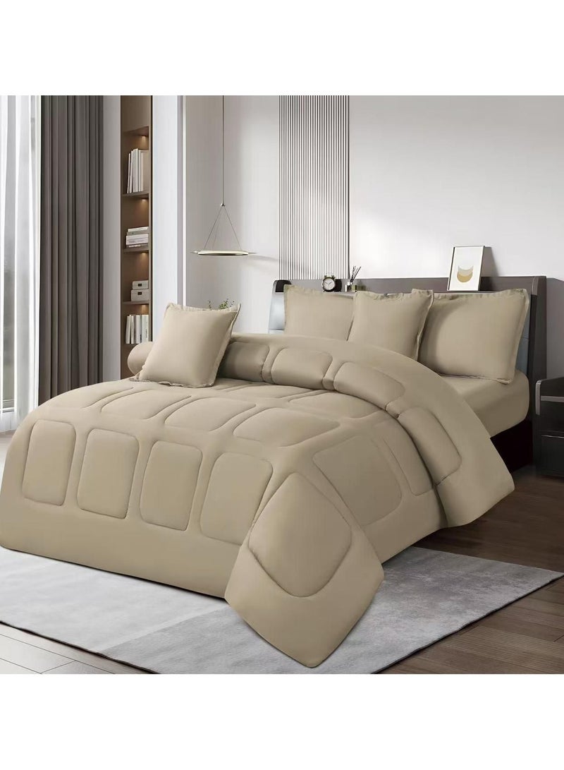 مون مفرش نفرين سادةصيفي طقم لحاف مكون من 6 قطع مقاس كينج 230×250سم - Image 1