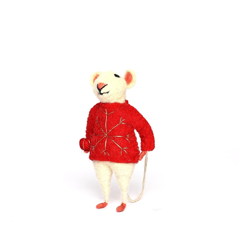 NATRIEL Handmade Premium Wool Felt Animals Eco Friendly Needle Felted Valantine Day Gift Stuffed Ornament for Her Premium Handmade Stuff 1 Mouse - Image 4
