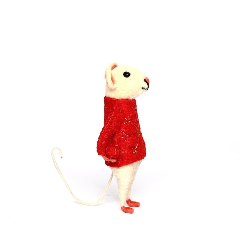 NATRIEL Handmade Premium Wool Felt Animals Eco Friendly Needle Felted Valantine Day Gift Stuffed Ornament for Her Premium Handmade Stuff 1 Mouse - Image 3