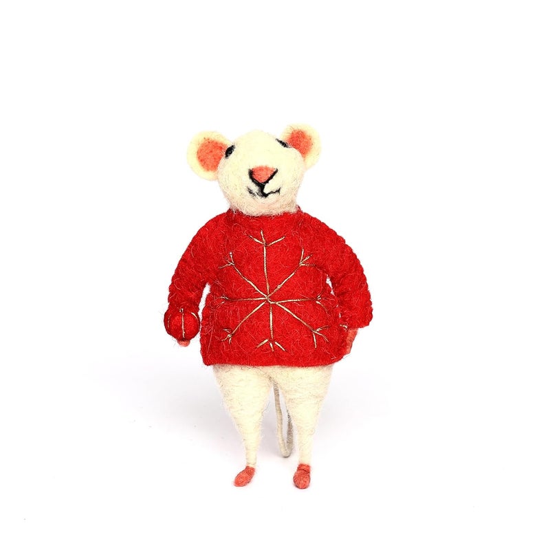 NATRIEL Handmade Premium Wool Felt Animals Eco Friendly Needle Felted Valantine Day Gift Stuffed Ornament for Her Premium Handmade Stuff 1 Mouse - Image 2