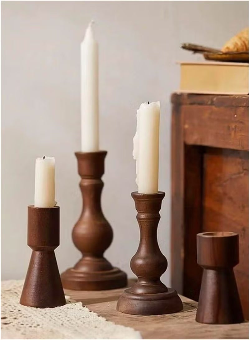 WALALLA 4pc Vintage European Style Candle Holder,  Dining Table Centerpiece Fireplace Home Decoration,Bedroom/Living Room Desktop Candlestick Decor, Homestay/Hotel Decoration, Candlelight Dinner Props, Wedding Decorations, And Cafe Photoshoot Accessorie - Image 1