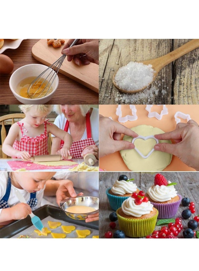 11-Piece Polka Dot Kids Kitchen Cooking Play With Apron And Chef Hat Set  - Image 4
