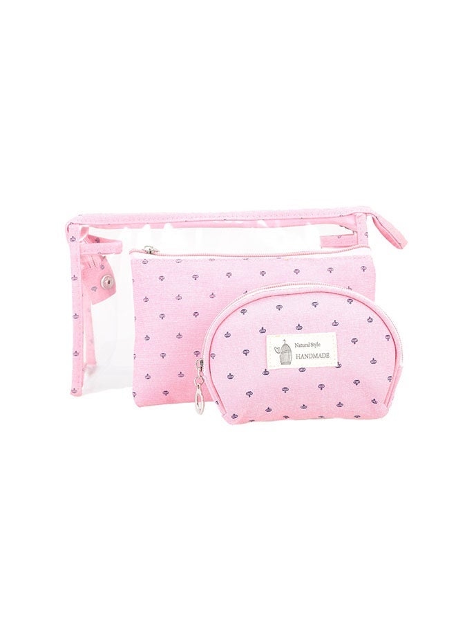 NIBEMINENT Portable Travelling Cosmetic Bag 6Piece Pink