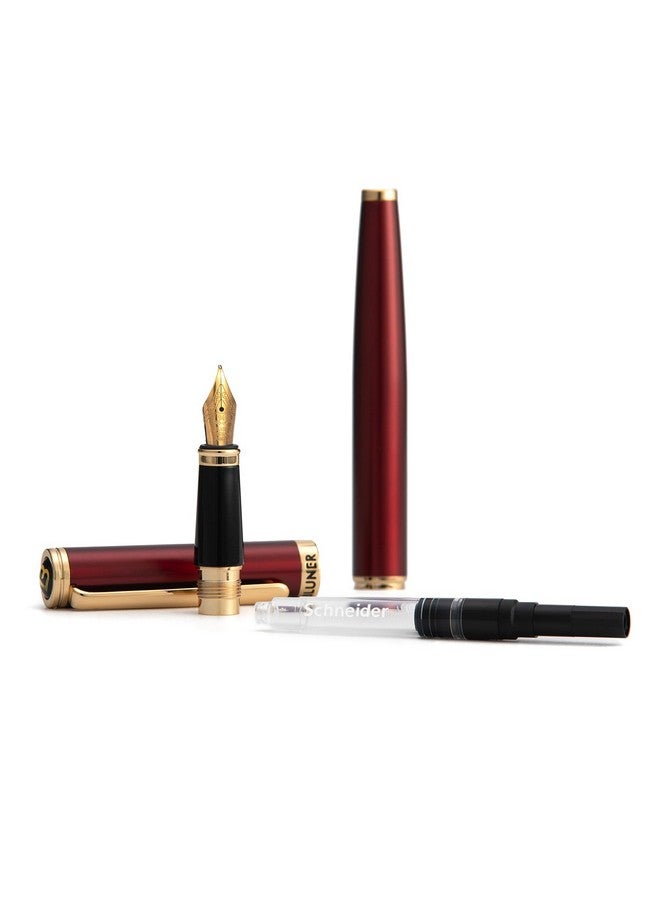BEILUNER Red Fountain Pen,Stunning Luxury Pen,24K Gilded Nib(Medium),Gorgeous 24K Gold Finish,German Schneider Ink Converter,Trustworthy Pen Gift For Men&Women-Elegant,Executive,Nice Pen For Writing - Image 2