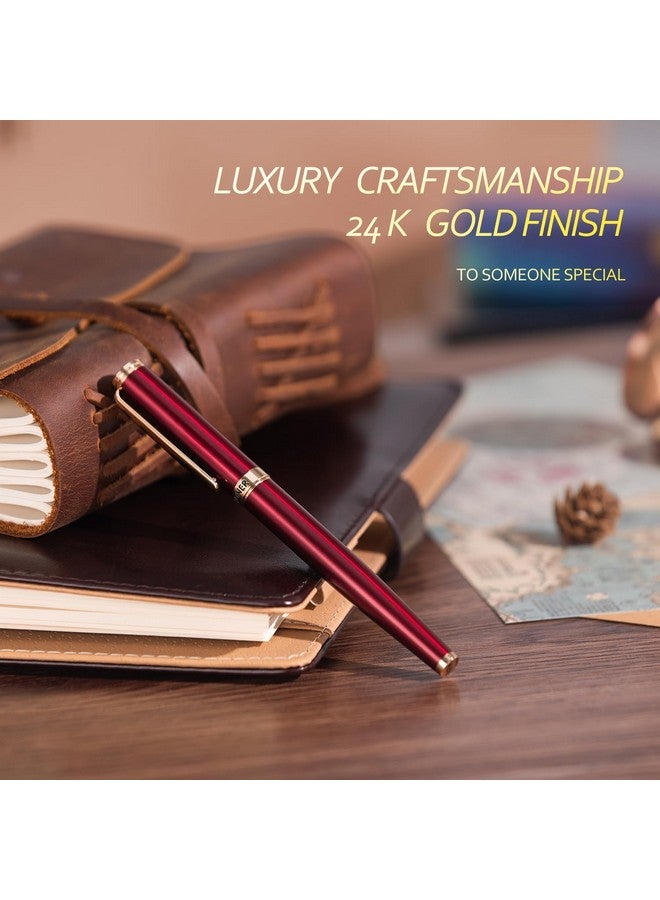 BEILUNER Red Fountain Pen,Stunning Luxury Pen,24K Gilded Nib(Medium),Gorgeous 24K Gold Finish,German Schneider Ink Converter,Trustworthy Pen Gift For Men&Women-Elegant,Executive,Nice Pen For Writing - Image 4