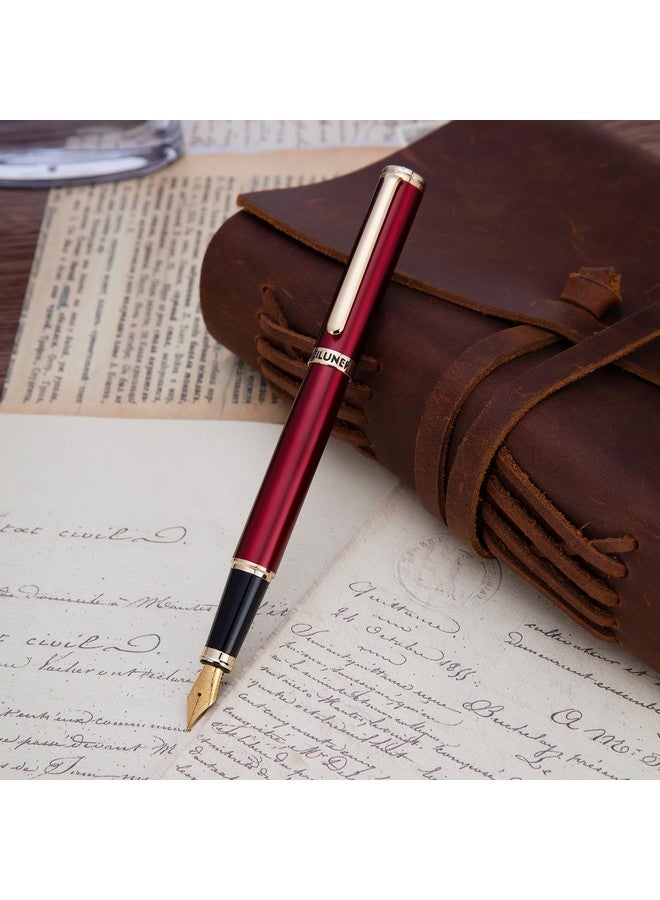 BEILUNER Red Fountain Pen,Stunning Luxury Pen,24K Gilded Nib(Medium),Gorgeous 24K Gold Finish,German Schneider Ink Converter,Trustworthy Pen Gift For Men&Women-Elegant,Executive,Nice Pen For Writing - Image 3