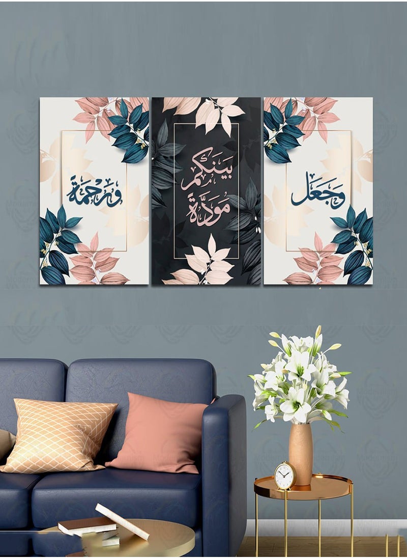 Decorior Islamic painting 3 pieces 90cm x 42.5 cm 30 mm thick with high-quality digital printing - UV layer to protect against scratches and color protection - Modern designs - No nails required for installation with self-adhesive  - Image 4