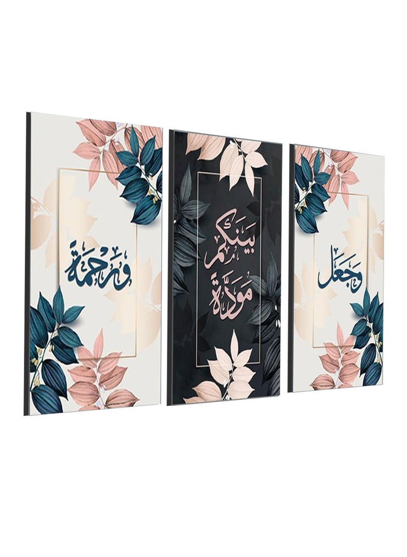 Decorior Islamic painting 3 pieces 90cm x 42.5 cm 30 mm thick with high-quality digital printing - UV layer to protect against scratches and color protection - Modern designs - No nails required for installation with self-adhesive  - Image 2