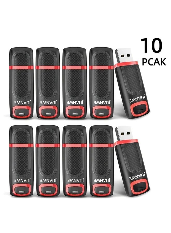 10 عبوات من 64 جيجابايت ذاكرة USB 2.0 محمولة متعددة الحزم صغيرة الحجم محرك قلم محمول لتخزين الصور والفيديو والموسيقى والملفات باللون الأحمر - Image 1