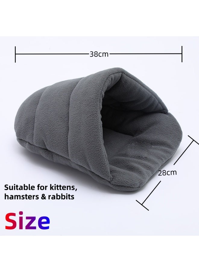 NOVOLAN Hamster Bed - Cozy Soft Plush Pet Bed for Small Animals - Half-Closed Design for Rabbits, Squirrels, Cats - Warm Winter Sleeping Bag for Comfortable Resting - 38*28cm Soft & Comfortable Nest - Image 3