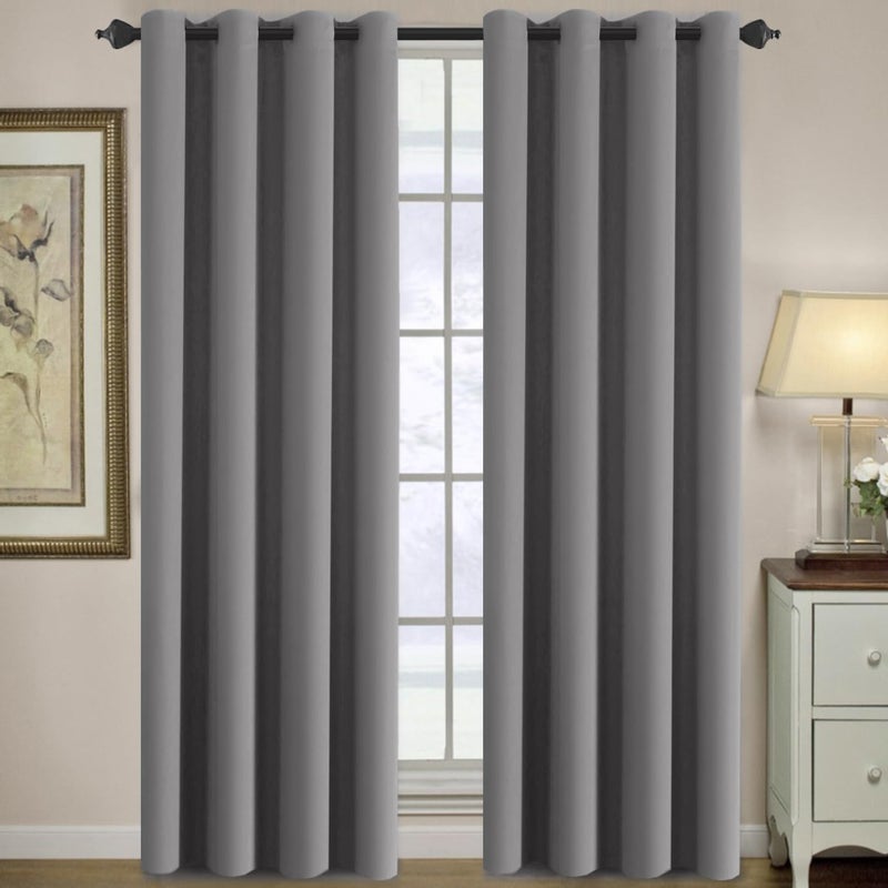 H.VERSAILTEX Blackout Curtain for Living Room Thermal Insulated Window Treatment Curtain Extra Long 84 inch Length Energy Saving Solid Grommet Top Blackout Drape  One Panel  Fog  52"" W x 84"" L - Image 1