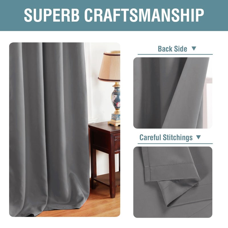 H.VERSAILTEX Blackout Curtain for Living Room Thermal Insulated Window Treatment Curtain Extra Long 84 inch Length Energy Saving Solid Grommet Top Blackout Drape  One Panel  Fog  52"" W x 84"" L - Image 3
