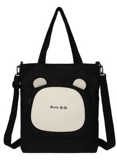 Joychic Nylon Cartoon Front Pocket Shoulder Bag Water Resistant Anti-theft Zipper School Tote Bag For Primary Middle High Students Black  - Image 5