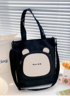 Joychic Nylon Cartoon Front Pocket Shoulder Bag Water Resistant Anti-theft Zipper School Tote Bag For Primary Middle High Students Black  - Image 1
