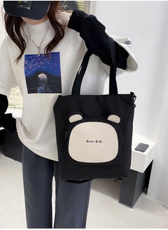 Joychic Nylon Cartoon Front Pocket Shoulder Bag Water Resistant Anti-theft Zipper School Tote Bag For Primary Middle High Students Black  - Image 3