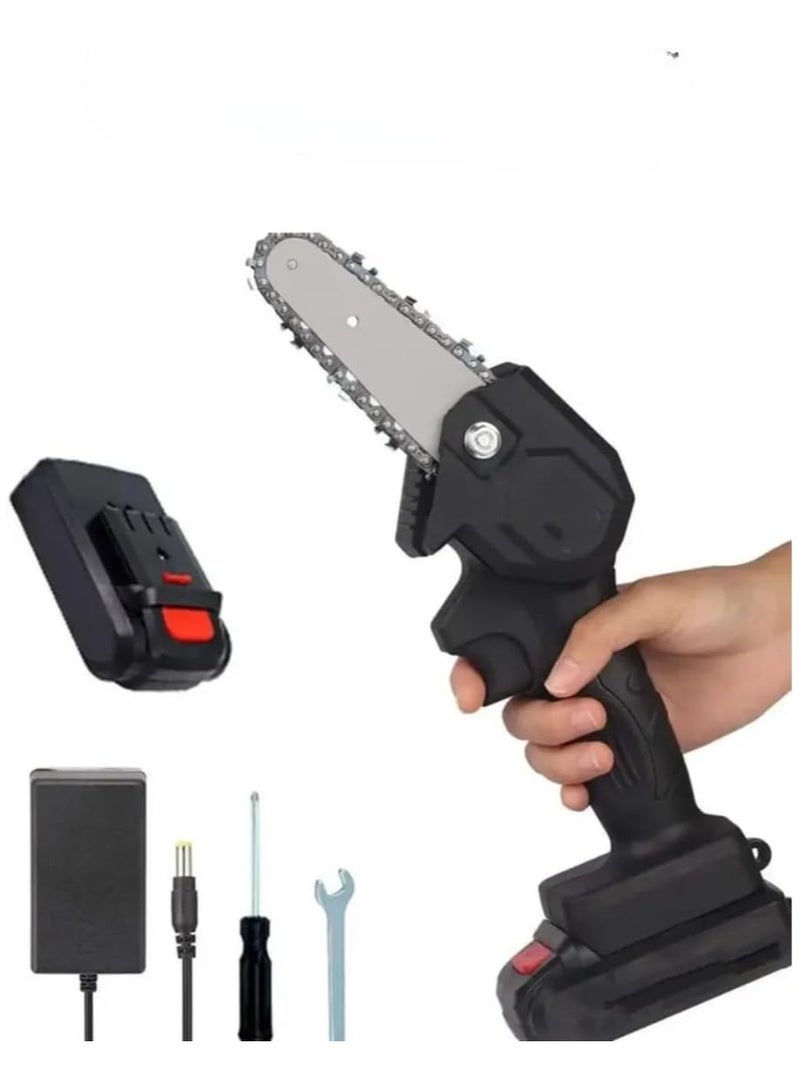ZAMZIN Mini Cordless Electric Chainsaw 24V – Handheld Brushless Chain Saw with 2 Rechargeable Batteries, Portable One-Hand Power Tool for Tree Pruning, Wood Cutting, Gardening & Yard Work (US Plug) - Image 1