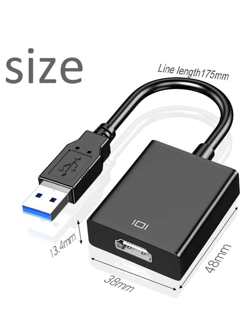 محول USB إلى HDMI - محول فيديو متعدد العرض لجهاز الكمبيوتر المحمول ويندوز 7 8 10، سطح المكتب، الشاشة، البروجيكتور، HDTV - Image 2