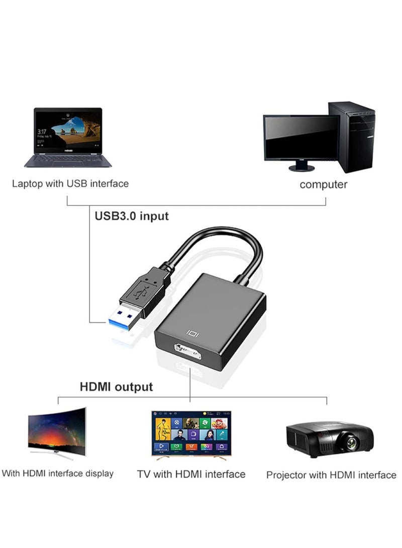 محول USB إلى HDMI - محول فيديو متعدد العرض لجهاز الكمبيوتر المحمول ويندوز 7 8 10، سطح المكتب، الشاشة، البروجيكتور، HDTV - Image 3