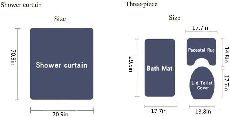Jieprom 4Pcs Teal Rose And Leopard Shower Curtain Set With Rugs Toilet Lid Cover And Bath Mat  Shower Curtain With 12 Hooks  Complete Bathroom Accessories Bathroom Decor Set - Image 4