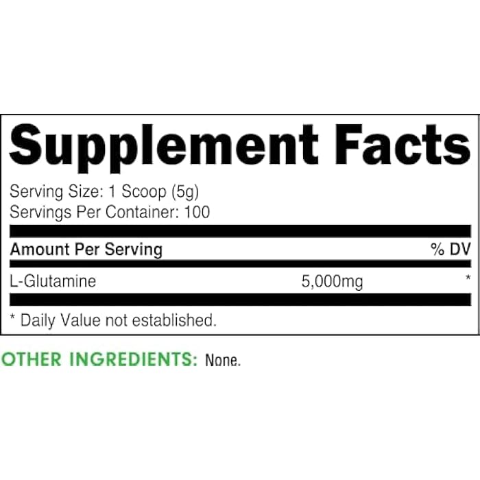 Bucked Up L-Glutamine 500g Powder, Gluten-Free, Non-GMO, Unflavored (100 Servings) - Image 2