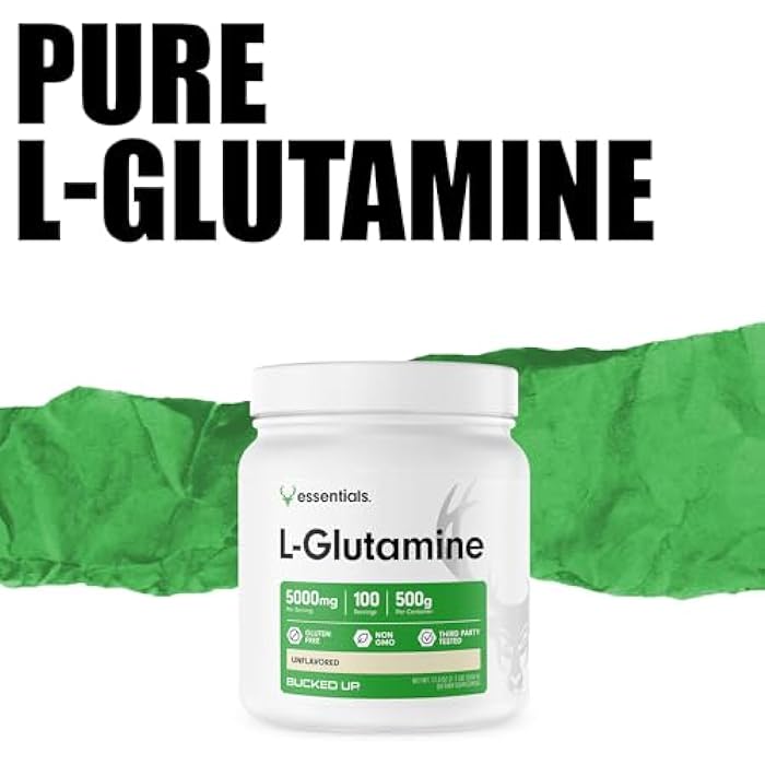 Bucked Up L-Glutamine 500g Powder, Gluten-Free, Non-GMO, Unflavored (100 Servings) - Image 3