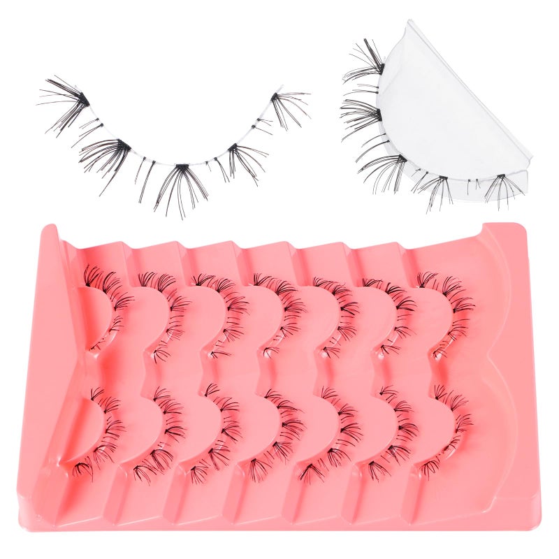 outopen 7 Pairs Bottom Lashes Clear Band Wispy Natural Look Lashes Japanese Manga Style Spiky Anime Lower Lashes Dramatic DIY Cosplay Bottom Eyelashes Reusable (A03) - Image 2