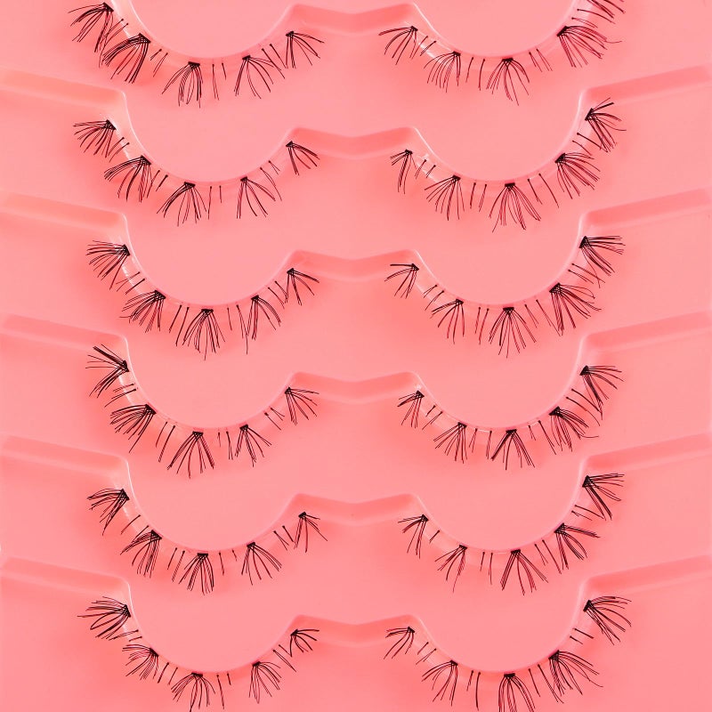 outopen 7 Pairs Bottom Lashes Clear Band Wispy Natural Look Lashes Japanese Manga Style Spiky Anime Lower Lashes Dramatic DIY Cosplay Bottom Eyelashes Reusable (A03) - Image 5