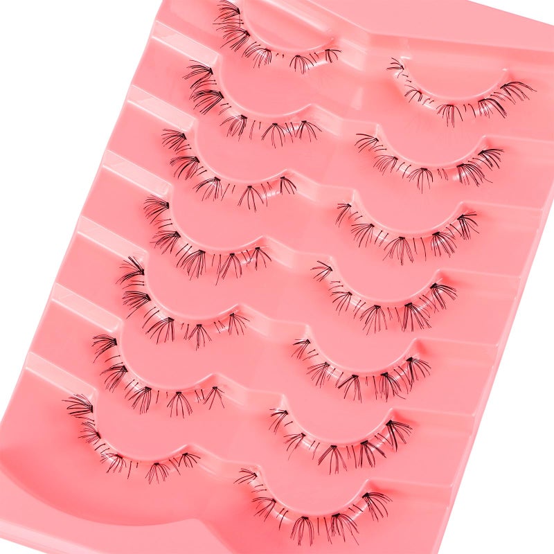 outopen 7 Pairs Bottom Lashes Clear Band Wispy Natural Look Lashes Japanese Manga Style Spiky Anime Lower Lashes Dramatic DIY Cosplay Bottom Eyelashes Reusable (A03) - Image 4