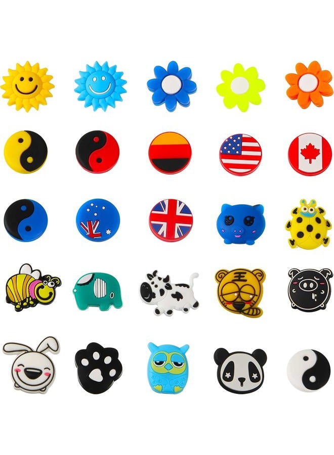 Chalyna 25 Pieces Tennis Racket Vibration Dampeners Silicone Tennis Dampeners Cartoon Vibration Dampeners for Tennis Racket Racquetball - Image 1