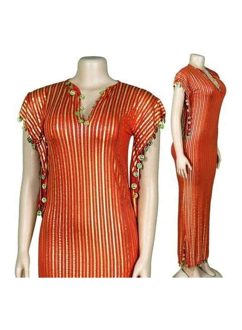Oriental Dance Jalabeeh Nancy Lycra Dance Suit orange X gold - Image 2