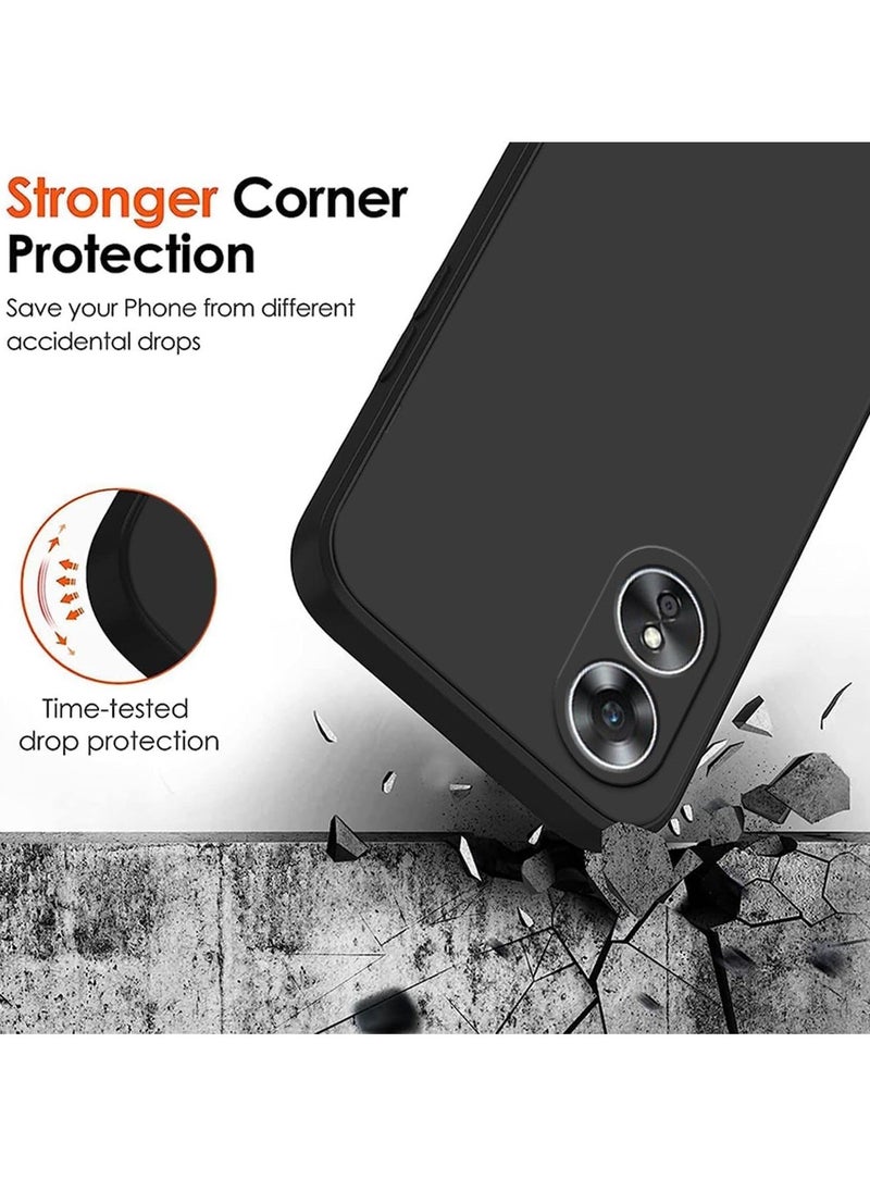 Raxoom Oppo A58 4G Silicone Case – Black Liquid Gel Rubber with Soft Microfiber Lining, Slim Shockproof Hard Shell - Image 5